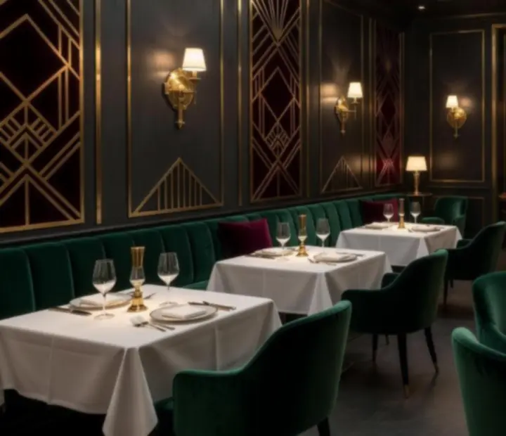 Wnętrze restauracji CUREX Kereskedelmi és Szolgáltató Korlátolt Felelősségű Társaság 'kényszertörlés alatt' z ciemnym drewnem, mosiądzem i subtelnymi akcentami salonu kart